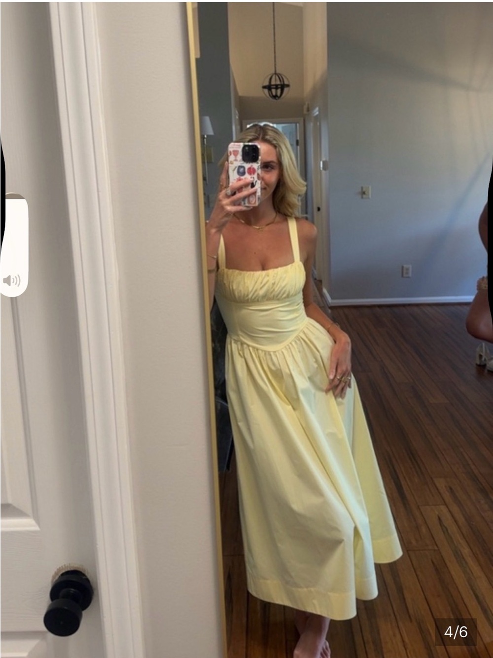 Anthropologie Pale Yellow Midi Sundress with Square Neckline